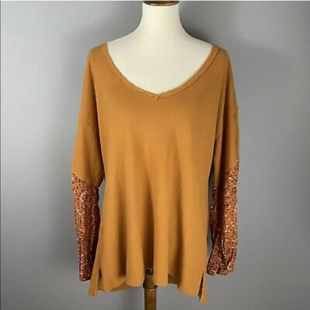 Anthropologie Annette waffle floral print sleeve pullover - Picture 2 of 7